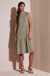 Regular Fit Kolsuz Midi Kadın Elbise 5869008 Olive