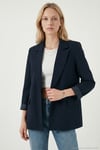 Regular Fit Kruvaze Yaka Desenli Astar Detaylı Kadın Ceket 6927560 LACİVERT