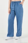Regular Fit Kruvaze Yaka Düğme Detaylı Crop Kadın Takım 5866446 MAVİ