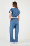 Regular Fit Kruvaze Yaka Düğme Detaylı Crop Kadın Takım 5866446 MAVİ