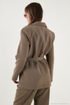 Regular Fit Kruvaze Yaka Kemerli Blazer Kadın Ceket 6839367 HAKİ