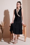 Regular Fit Kruvaze Yaka Midi Kadın Elbise 6118103 SİYAH