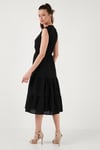 Regular Fit Kruvaze Yaka Midi Kadın Elbise 6118103 SİYAH