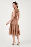 Regular Fit Kruvaze Yaka Midi Kadın Elbise 6118103 CAMEL