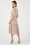 Regular Fit Kruvaze Yaka Midi Kadın Elbise 6118103 TAŞ