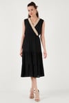 Regular Fit Kruvaze Yaka Midi Kadın Elbise 6118103 SİYAH