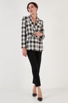 Regular Fit Kruvaze Yaka Tüvit Blazer Kadın Ceket 611CE0310 SİYAH