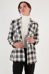 Regular Fit Kruvaze Yaka Tüvit Blazer Kadın Ceket 611CE0310 SİYAH