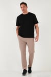 Regular Fit Normal Bel Düz Paça Bağlamalı Jogger Erkek Pantolon CF25617801 BEJ