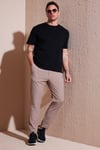 Regular Fit Normal Bel Düz Paça Bağlamalı Jogger Erkek Pantolon CF25617801 BEJ