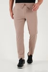 Regular Fit Normal Bel Düz Paça Bağlamalı Jogger Erkek Pantolon CF25617801 BEJ