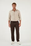 Regular Fit Normal Bel Düz Paça Erkek Pantolon 6689255 KAHVE