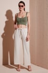 Regular Fit Normal Bel Geniş Paça Kadın Pantolon 5866117 TAŞ