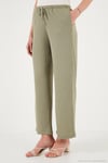 Regular Fit Normal Bel Geniş Paça Kadın Pantolon 5866117 Olive