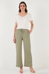 Regular Fit Normal Bel Geniş Paça Kadın Pantolon 5866117 Olive