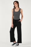 Regular Fit Normal Bel Geniş Paça Kadın Pantolon 5866117 SİYAH