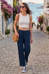Regular Fit Normal Bel Geniş Paça Kadın Pantolon 5866117 İNDİGO