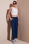 Regular Fit Normal Bel Geniş Paça Kadın Pantolon 5866117 İNDİGO