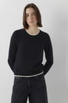 Regular Fit Pamuklu Bisiklet Yaka Kadın Kazak 1711017-900 SİYAH