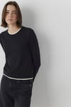 Regular Fit Pamuklu Bisiklet Yaka Kadın Kazak 1711017-900 SİYAH