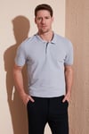 Regular Fit Pamuklu Düğmeli Erkek Polo Yaka T Shirt 5902326 AÇIK GRİ