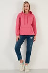 Regular Fit Pamuklu Kapüşonlu Yaka Şardonlu Kışlık Kadın Sweat 5863854 FUŞYA