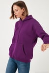 Regular Fit Pamuklu Kapüşonlu Yaka Şardonlu Kışlık 2'li Paket Kadın Sweat 5863854S2 KAHVE-MOR
