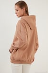 Regular Fit Pamuklu Kapüşonlu Yaka Şardonlu Kışlık 2'li Paket Kadın Sweat 5863854S2 Gri Melanj-Bisküvi