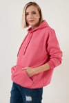 Regular Fit Pamuklu Kapüşonlu Yaka Şardonlu Kışlık Kadın Sweat 5863854 FUŞYA