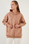 Regular Fit Pamuklu Kapüşonlu Yaka Şardonlu Kışlık Kadın Sweat 5863854 BİSKÜVİ