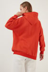 Regular Fit Pamuklu Kapüşonlu Yaka Şardonlu Kışlık Kadın Sweat 5863854 ORANJ