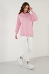 Regular Fit Pamuklu Kapüşonlu Yaka Şardonlu Kışlık Kadın Sweat 5863854 PEMBE