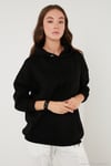 Regular Fit Pamuklu Kapüşonlu Yaka Şardonlu Kışlık 2'li Paket Kadın Sweat 5863854S2 SİYAH-BİSKÜVİ