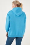 Regular Fit Pamuklu Kapüşonlu Yaka Şardonlu Kışlık Kadın Sweat 5863854 TURKUAZ