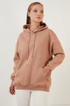 Regular Fit Pamuklu Kapüşonlu Yaka Şardonlu Kışlık 2'li Paket Kadın Sweat 5863854S2 Nefti-Bisküvi