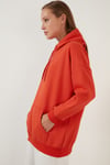 Regular Fit Pamuklu Kapüşonlu Yaka Şardonlu Kışlık Kadın Sweat 5863854 ORANJ