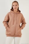 Regular Fit Pamuklu Kapüşonlu Yaka Şardonlu Kışlık 2'li Paket Kadın Sweat 5863854S2 Gri Melanj-Bisküvi