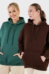 Regular Fit Pamuklu Kapüşonlu Yaka Şardonlu Kışlık 2'li Paket Kadın Sweat 5863854S2 Nefti-Kahve
