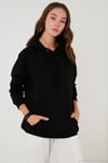 Regular Fit Pamuklu Kapüşonlu Yaka Şardonlu Kışlık 2'li Paket Kadın Sweat 5863854S2 EKRU-SİYAH