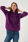 Regular Fit Pamuklu Kapüşonlu Yaka Şardonlu Kışlık 2'li Paket Kadın Sweat 5863854S2 Gri Melanj-Mor
