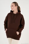 Regular Fit Pamuklu Kapüşonlu Yaka Şardonlu Kışlık 2'li Paket Kadın Sweat 5863854S2 Nefti-Kahve