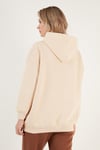 Regular Fit Pamuklu Kapüşonlu Yaka Şardonlu Kışlık Kadın Sweat 5863854 BEJ