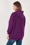 Regular Fit Pamuklu Kapüşonlu Yaka Şardonlu Kışlık Kadın Sweat 5863854 MOR