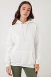 Regular Fit Pamuklu Kapüşonlu Yaka Şardonlu Kışlık 2'li Paket Kadın Sweat 5863854S2 Nefti-Ekru
