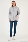 Regular Fit Pamuklu Kapüşonlu Yaka Şardonlu Kışlık 2'li Paket Kadın Sweat 5863854S2 Gri Melanj-Kahve