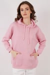Regular Fit Pamuklu Kapüşonlu Yaka Şardonlu Kışlık Kadın Sweat 5863854 PEMBE