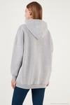 Regular Fit Pamuklu Kapüşonlu Yaka Şardonlu Kışlık 2'li Paket Kadın Sweat 5863854S2 Gri Melanj-Mor