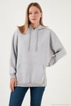 Regular Fit Pamuklu Kapüşonlu Yaka Şardonlu Kışlık 2'li Paket Kadın Sweat 5863854S2 Gri Melanj-Nefti