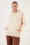 Regular Fit Pamuklu Kapüşonlu Yaka Şardonlu Kışlık Kadın Sweat 5863854 TAŞ