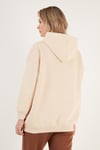 Regular Fit Pamuklu Kapüşonlu Yaka Şardonlu Kışlık Kadın Sweat 5863854 BEJ